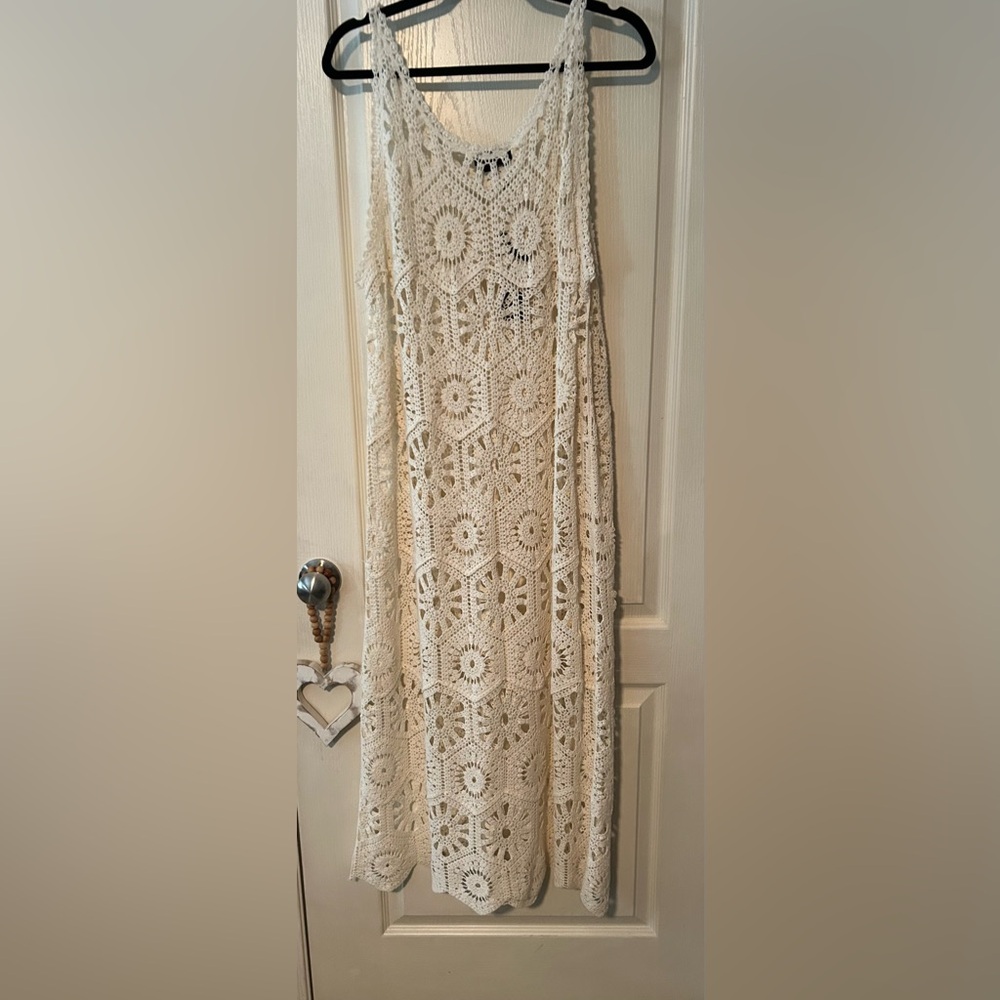 NWT Papillon Cream Crochet Midi Dress - Picture 6 of 6